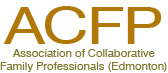 Logo for Association of Collaborative Family Professionals, comprised of divorce lawyers, financial planners and mental health who provide legal help for couples who want an uncontested, out of court cheap divorce.